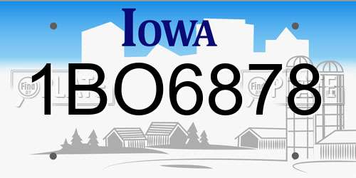 1BO6878 Iowa License Plate