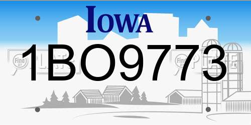 1BO9773 Iowa License Plate