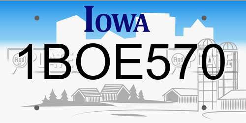 1BOE570 Iowa License Plate