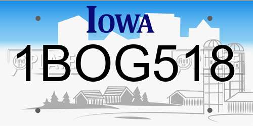 1BOG518 Iowa License Plate