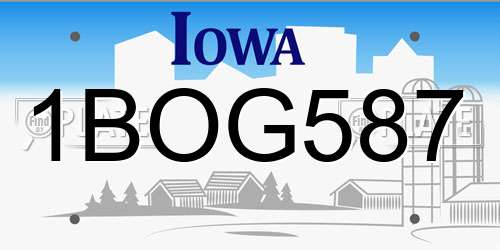 1BOG587 Iowa License Plate