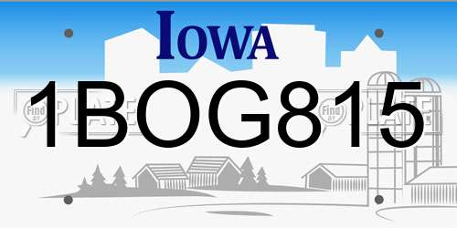 1BOG815 Iowa License Plate