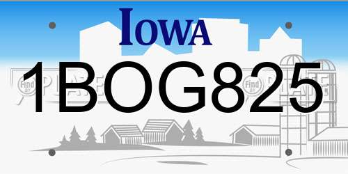 1BOG825 Iowa License Plate