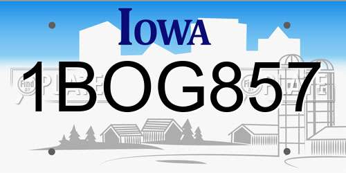 1BOG857 Iowa License Plate