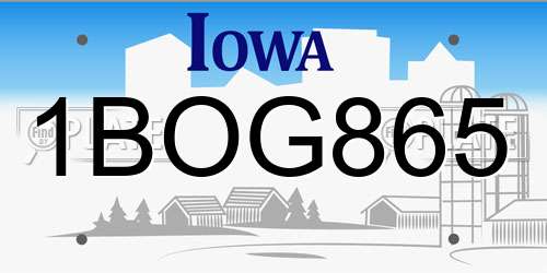 1BOG865 Iowa License Plate