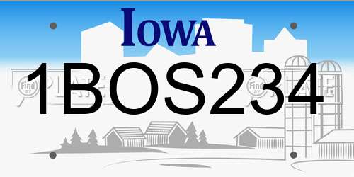 1BOS234 Iowa License Plate