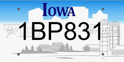 1BP831 Iowa License Plate