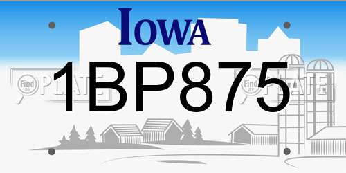1BP875 Iowa License Plate