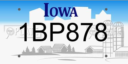 1BP878 Iowa License Plate