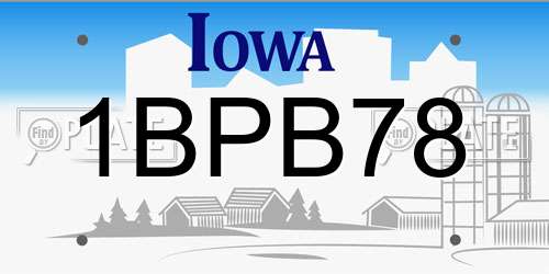 1BPB78 Iowa License Plate