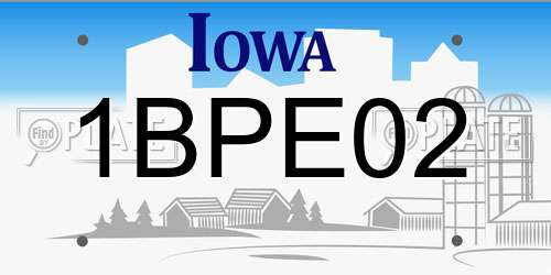 1BPE02 Iowa License Plate