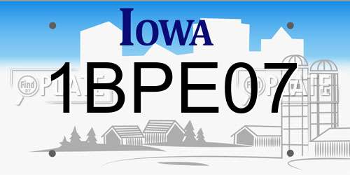 1BPE07 Iowa License Plate