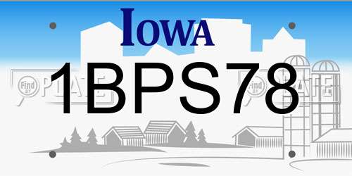1BPS78 Iowa License Plate