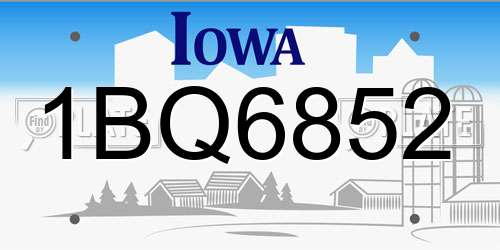 1BQ6852 Iowa License Plate