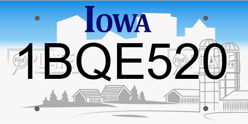 1BQE520 Iowa License Plate