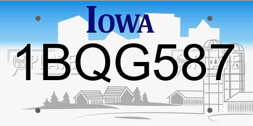 1BQG587 Iowa License Plate
