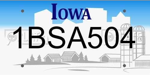 1BSA504 Iowa License Plate