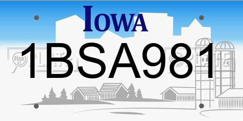 1BSA981 Iowa License Plate