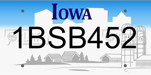 1BSB452 Iowa License Plate