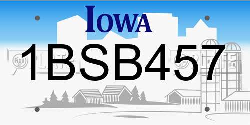 1BSB457 Iowa License Plate