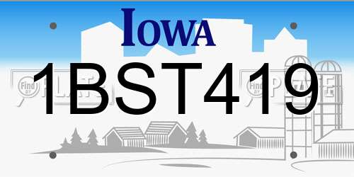 1BST419 Iowa License Plate
