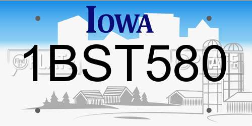 1BST580 Iowa License Plate