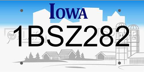 1BSZ282 Iowa License Plate