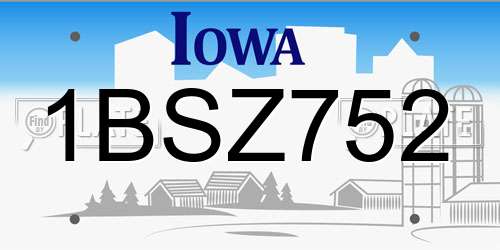 1BSZ752 Iowa License Plate