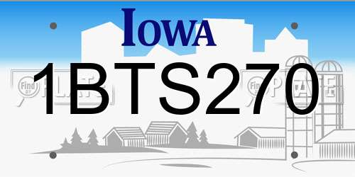 1BTS270 Iowa License Plate