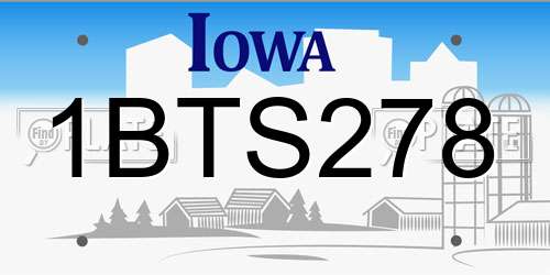 1BTS278 Iowa License Plate