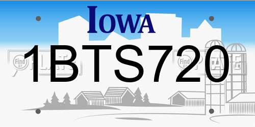 1BTS720 Iowa License Plate