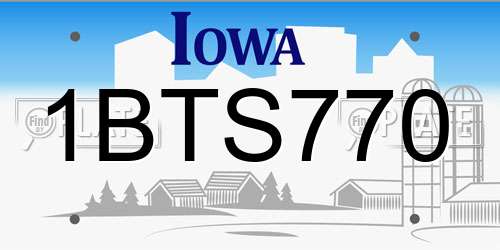 1BTS770 Iowa License Plate