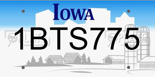 1BTS775 Iowa License Plate