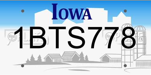 1BTS778 Iowa License Plate