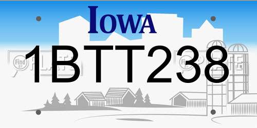 1BTT238 Iowa License Plate