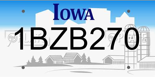1BZB270 Iowa License Plate