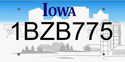 1BZB775 Iowa License Plate