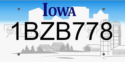 1BZB778 Iowa License Plate