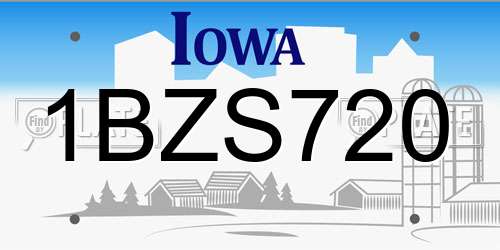 1BZS720 Iowa License Plate