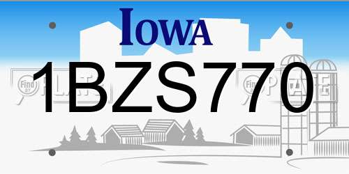 1BZS770 Iowa License Plate