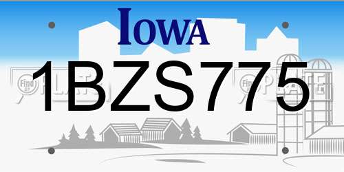 1BZS775 Iowa License Plate