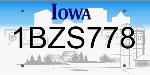 1BZS778 Iowa License Plate