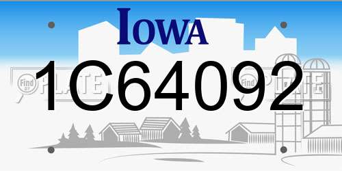 1C64092 Iowa License Plate