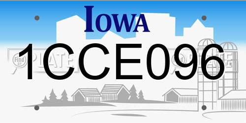 1CCE096 Iowa License Plate