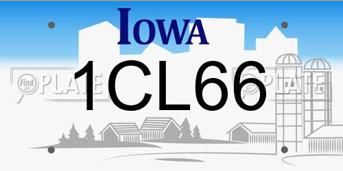 1CL66 Iowa License Plate