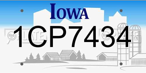 1CP7434 Iowa License Plate