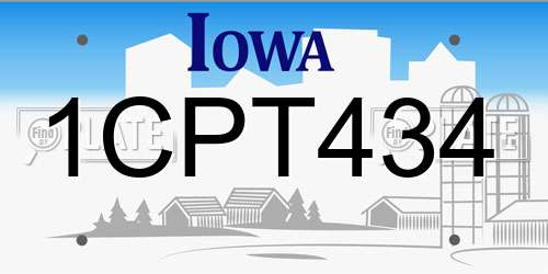 1CPT434 Iowa License Plate