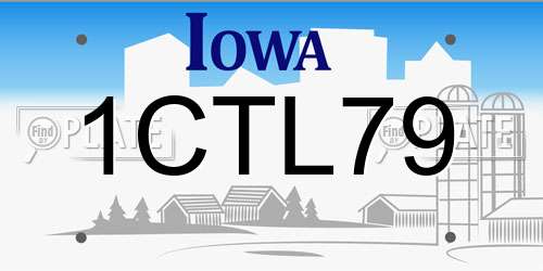 1CTL79 Iowa License Plate