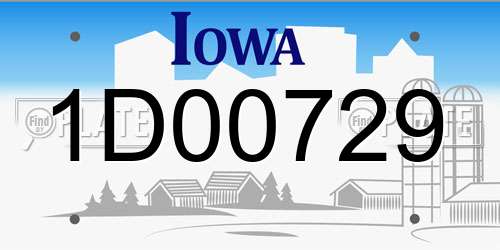 1D00729 Iowa License Plate