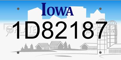 1D82187 Iowa License Plate